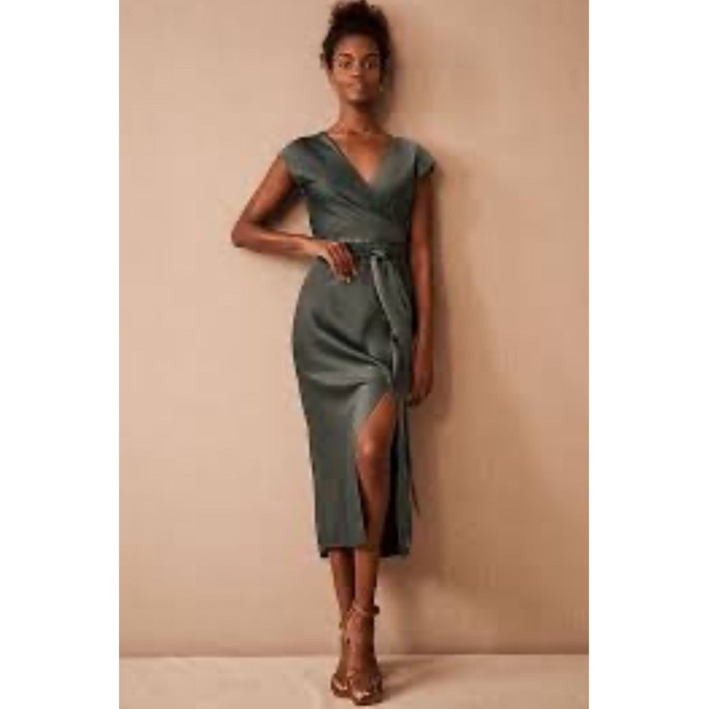 BHLDN Louisa Satin dress Romantic V-Neck Elegant Chic Fairycore WhimsiGoth 8